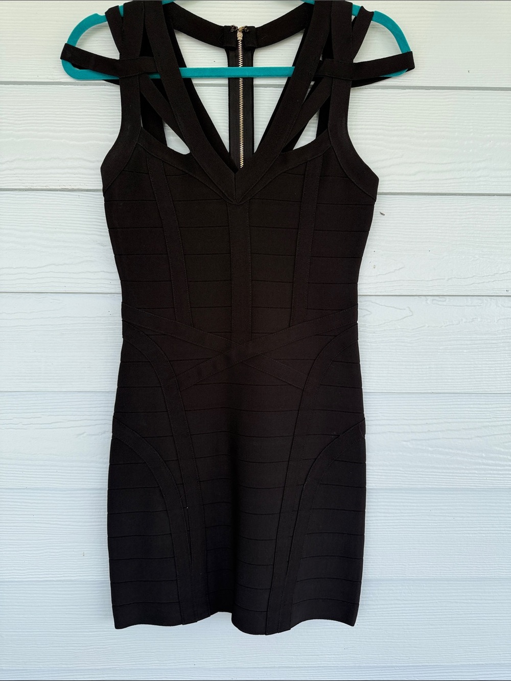 bebe Black Strappy Bandage Mini Dress